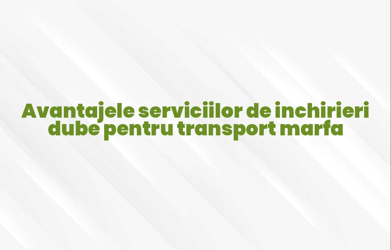 Avantajele serviciilor de inchirieri dube pentru transport marfa